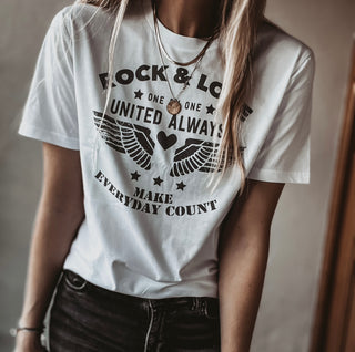 Vintage Rock & Love aviator wings white tee *boyfriend fit* *NEW*