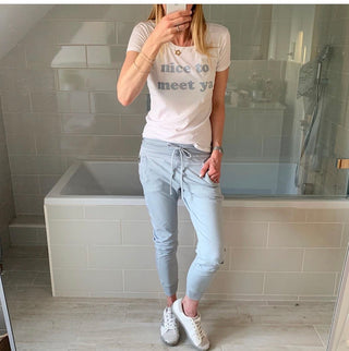 Nice to meet you white tee