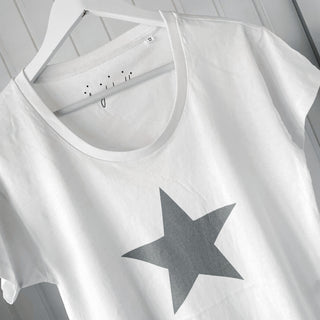 Boxy grey star white tee *boxy relaxed fit*