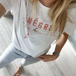Negroni playa & bar vintage white boyfriend tee *new*