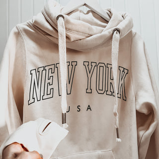 COLLEGE vintage white  NEW YORK Hoody