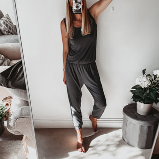 Short sleeved DARK GREY jumpsuit