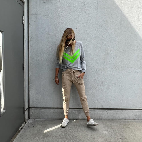 Neon green double chevron sweatshirt *relaxed fit* SALE!!!!