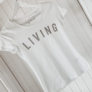 White LIVING tee *fitted style*