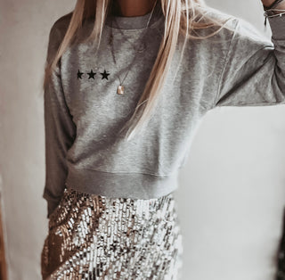 Heather grey Ibiza three stars sweatshirt *slightly cropped fit*