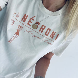 Negroni playa & bar vintage white boyfriend tee *new*
