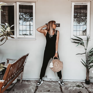 Short sleeved BLACK jumpsuit