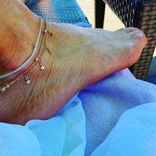 Stars & moon double ankle bracelet