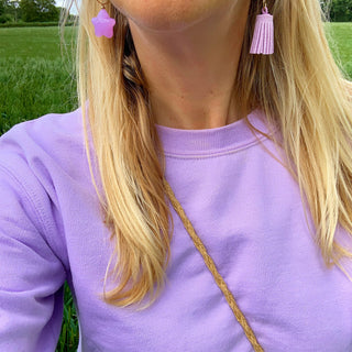 Lilac star / tassel mismatch earrings 💜