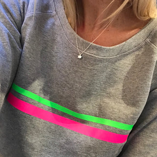 Neon pink & green stripe sweatshirt