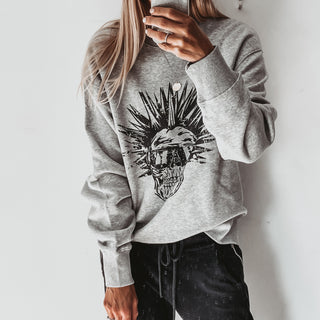 SAMPLE punk skull white sweatshirt