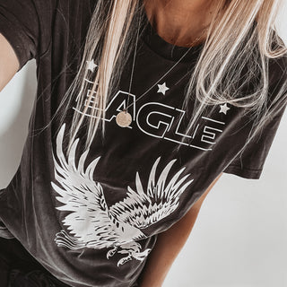 Vintage washed Eagle dark charcoal tee *boyfriend fit*