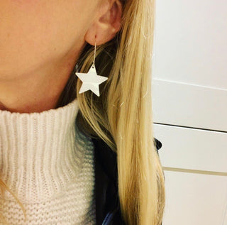 White star hoop earrings