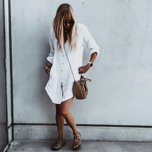 Oversized Sicily WHITE linen shirt with pockets *new* *relaxed fit*