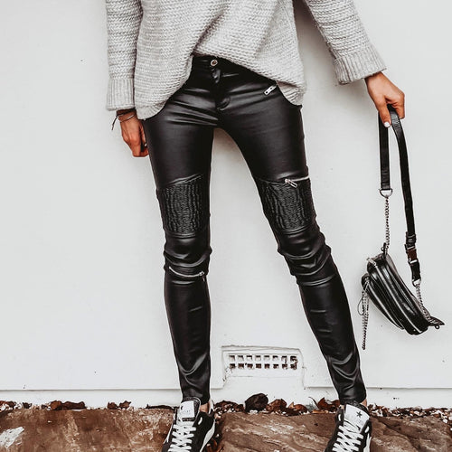 Shoreditch biker faux leather jeans