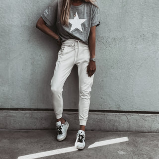 Boxy white star grey tee *boxy relaxed fit*