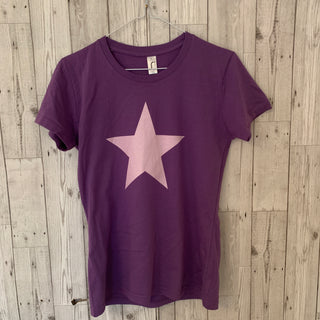 Pink star in purple tee (medium size 12)