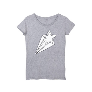 White shooting star grey tee *size medium UK 12*