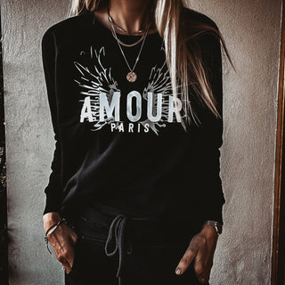 Jet black AMOUR wings sweatshirt