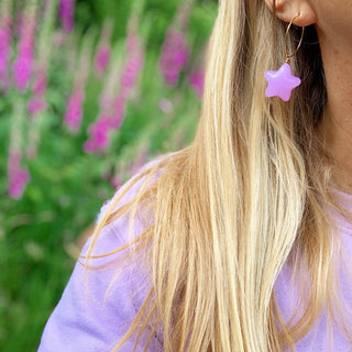Lilac star / tassel mismatch earrings 💜