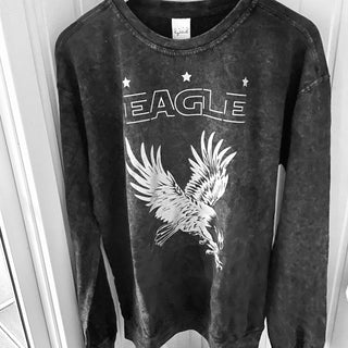 Silver glitter Eagle on acid black sweatshirt *boyfriend fit*