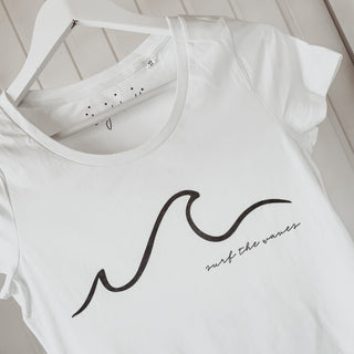 White SURF THE WAVES tee *fitted style*