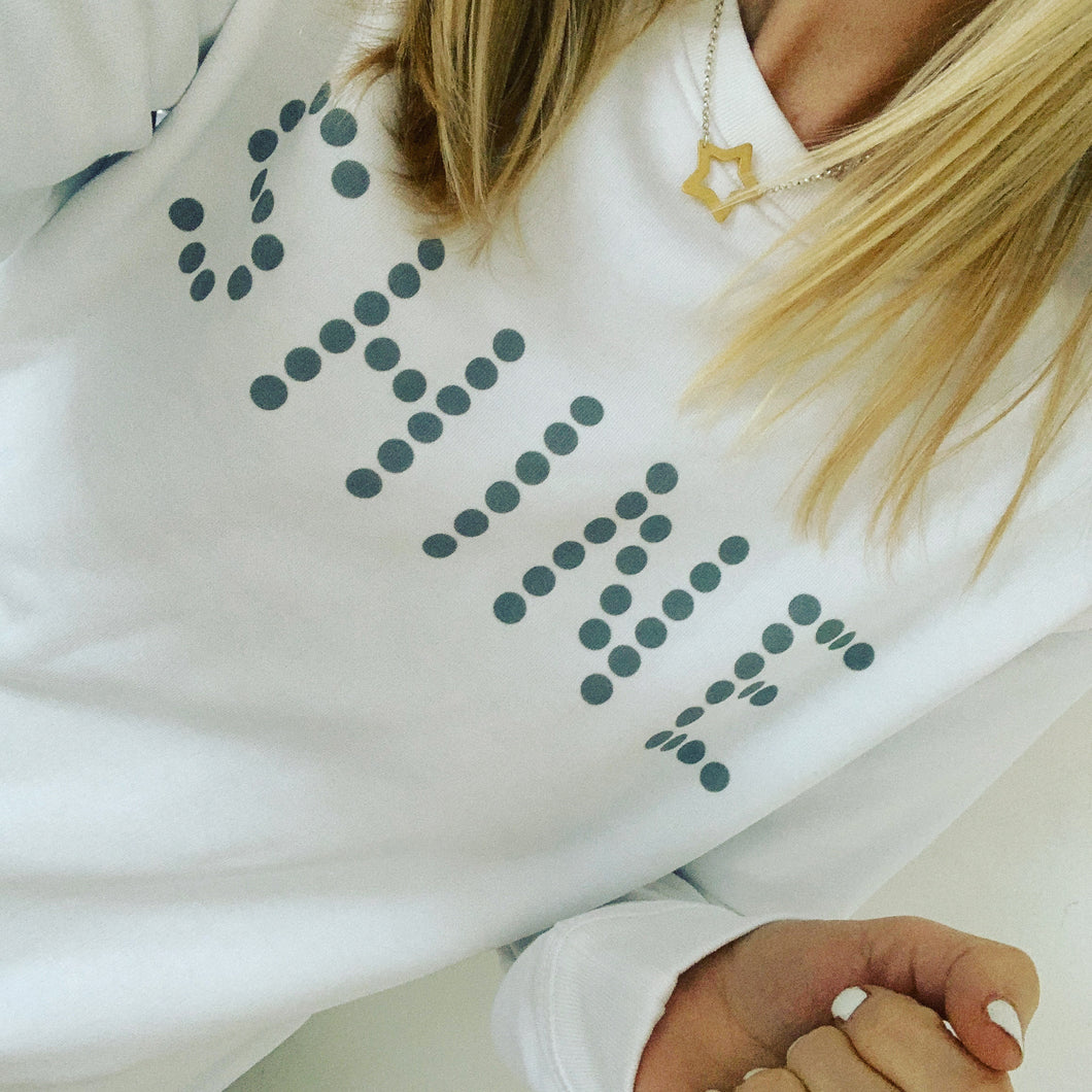 SHINE on white sweat (large)