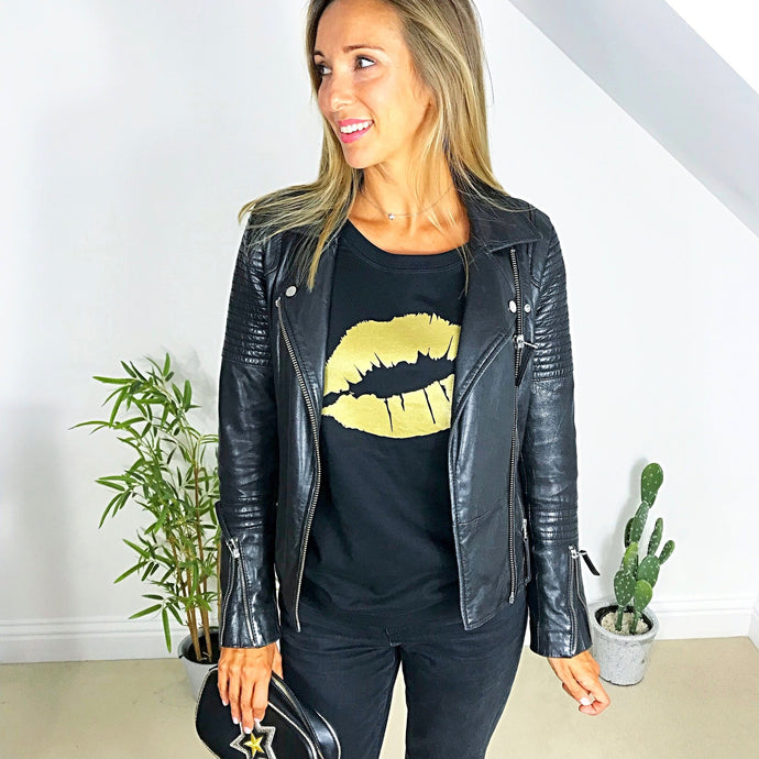 PRE-LOVED gold lips sweatshirt