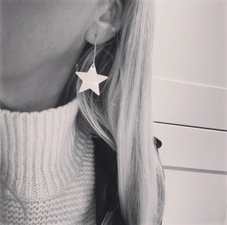 White star hoop earrings