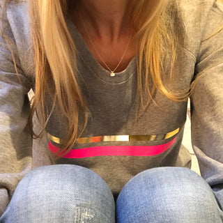 Neon pink & gold stripe sweatshirt
