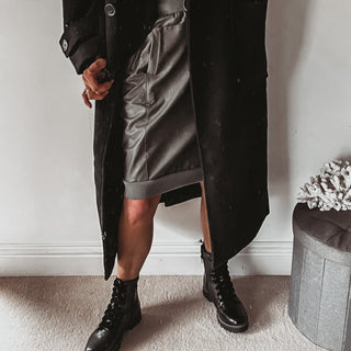 Khaki full faux leather ULTIMATE jogger skirt *NEW*
