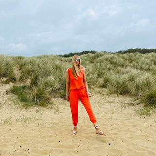 Short sleeved NEON ORANGE jumpsuit *HALF PRICE*