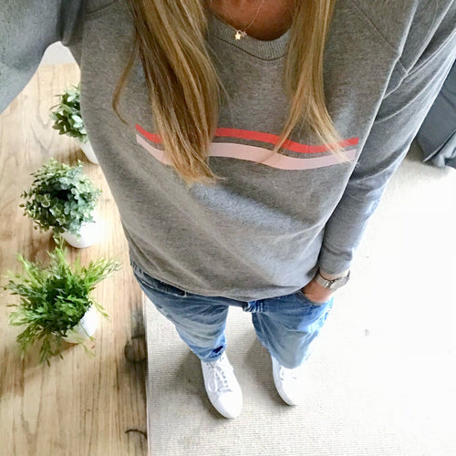 PRE-LOVED Red pink stripe sweatshirt