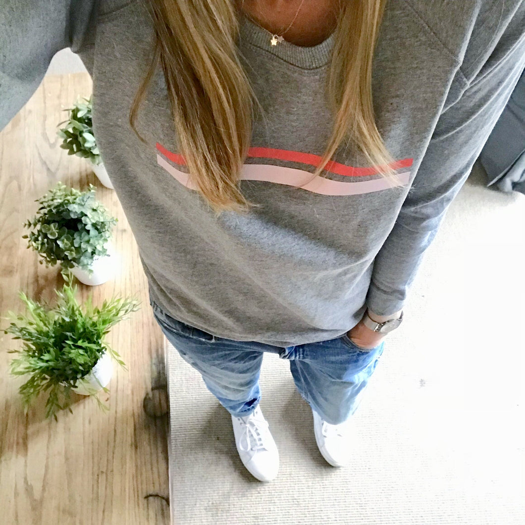 PRE-LOVED Red pink stripe sweatshirt