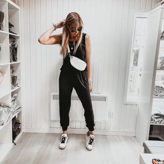 Short sleeved BLACK jumpsuit