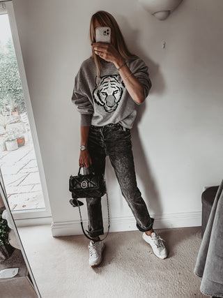 Grey tiger sweatshirt *super slouchy fit* *now half price*