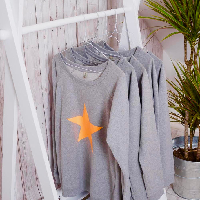 PRE-LOVED neon orange star  sweatshirt