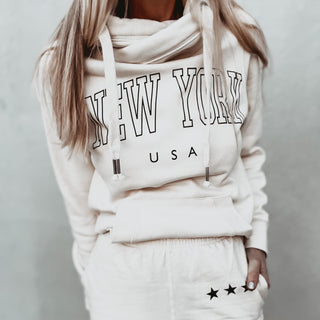 COLLEGE vintage white  NEW YORK Hoody