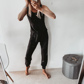 Short sleeved BLACK jumpsuit