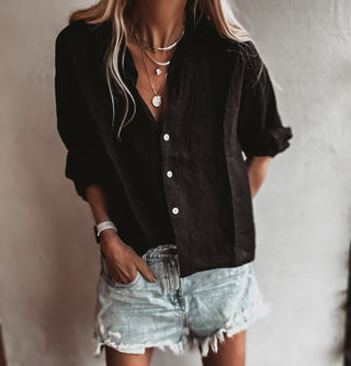 Kos linen black shirt *NEW*