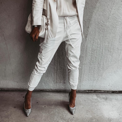 Full faux leather vintage white ULTIMATE joggers *NEW*