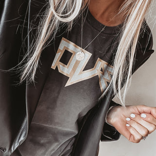 Silver & gold glitter LOVE  vintage black boyfriend tee *boyfriend fit*