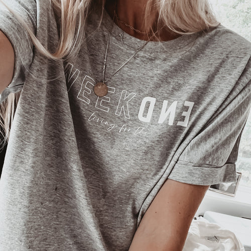 Boxy Grey WEEKEND  tee *boxy relaxed fit* *BEST SELLER*