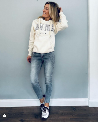 COLLEGE vintage white  NEW YORK Hoody