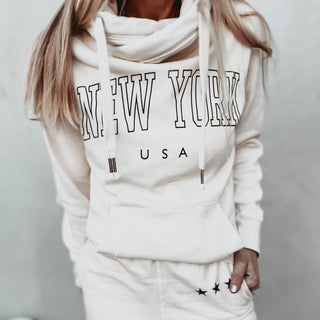 COLLEGE vintage white  NEW YORK Hoody