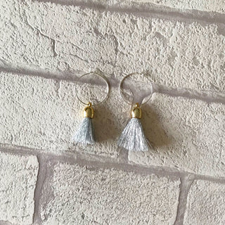 Silver tassel gold hoop earrings