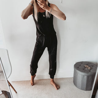 Short sleeved BLACK jumpsuit