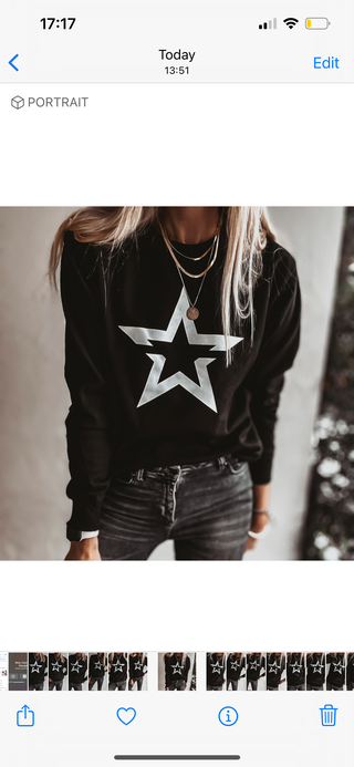 Black sweatshirt with a striking white star *boyfriend fit* *back in stock*