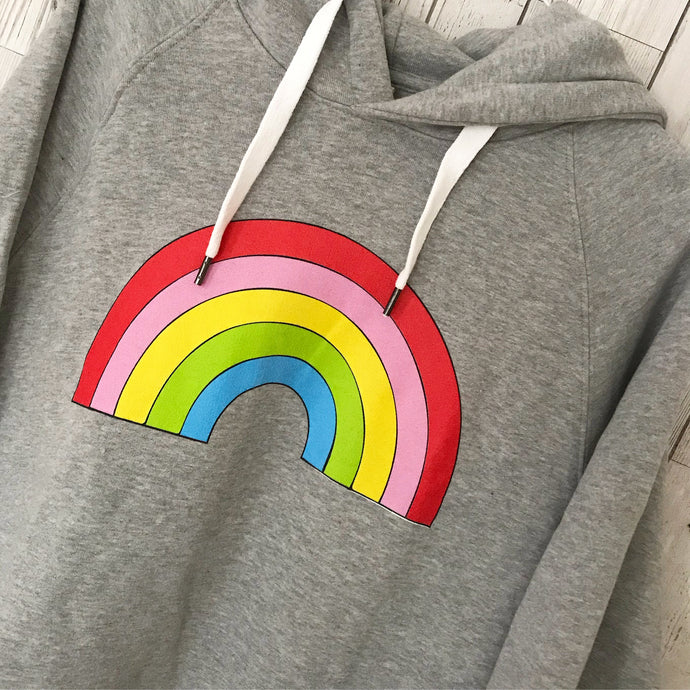 Grey rainbow hoody (small, UK 10-12)