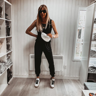 Short sleeved BLACK jumpsuit